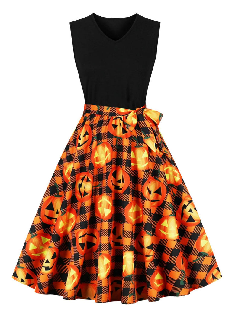 1950s Halloween Patchwork Belt Swing Dress, vintage dress, retro fashion, rockabilly, pin-up fashion - perfect for women who love vintage and retro fashion