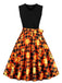 1950s Halloween Patchwork Belt Swing Dress, vintage dress, retro fashion, rockabilly, pin-up fashion - perfect for women who love vintage and retro fashion