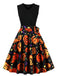 1950s Halloween Patchwork Belt Swing Dress, vintage dress, retro fashion, rockabilly, pin-up fashion - perfect for women who love vintage and retro fashion