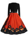 This 1950s Halloween Patchwork Long Sleeves Dress wraps her in 1950s elegance, one twirl at a time