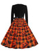 1950s Halloween Patchwork Long Sleeves Dress — the kind of 1950s dress that makes strangers smile
