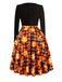1950s Halloween Pattern Wave Neck Patchwork Dress: where 1950s romance meets her modern spirit