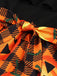 This 1950s Halloween Pattern Wave Neck Patchwork Dress wraps her in 1950s elegance, one twirl at a time