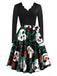 She slips into this 1950s Halloween Pattern Wave Neck Patchwork Dress and suddenly it's a 1950s daydream