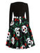 1950s Halloween Pattern Wave Neck Patchwork Dress: where 1950s romance meets her modern spirit