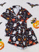1950s Halloween Print Notched Collar Pajama Set - vintage fashion, retro style