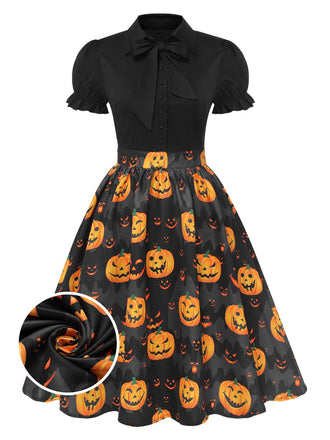 1950s Halloween Pumpkin Bow Tie Dress: timeless style reimagined