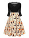 1950s Halloween Pumpkin Cat Knitted Top Patchwork Dress, vintage dress, retro fashion, rockabilly, pin-up fashion - perfect for women who love vintage and retro fashion