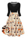 1950s Halloween Pumpkin Cat Knitted Top Patchwork Dress, vintage dress, retro fashion, rockabilly, pin-up fashion - perfect for women who love vintage and retro fashion