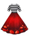This 1950s Halloween Pumpkin Striped Patchwork Dress wraps her in 1950s elegance, one twirl at a time