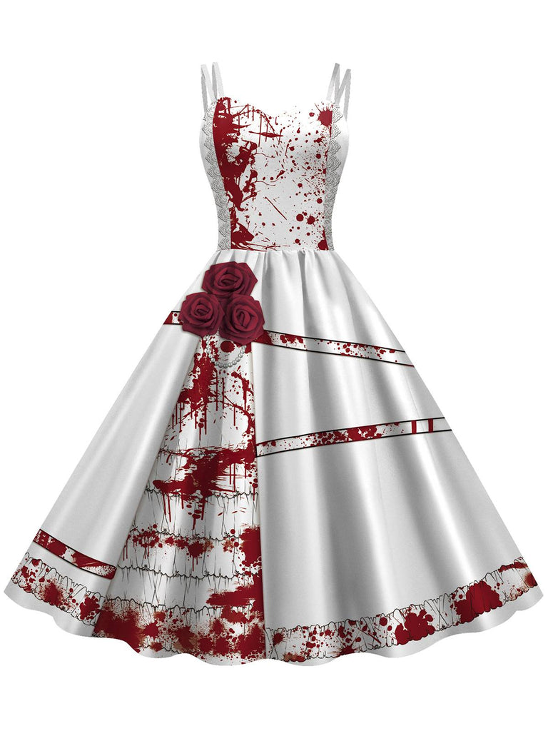 1950s Halloween Roses Blood Double Straps Dress — the kind of 1950s dress that makes strangers smile