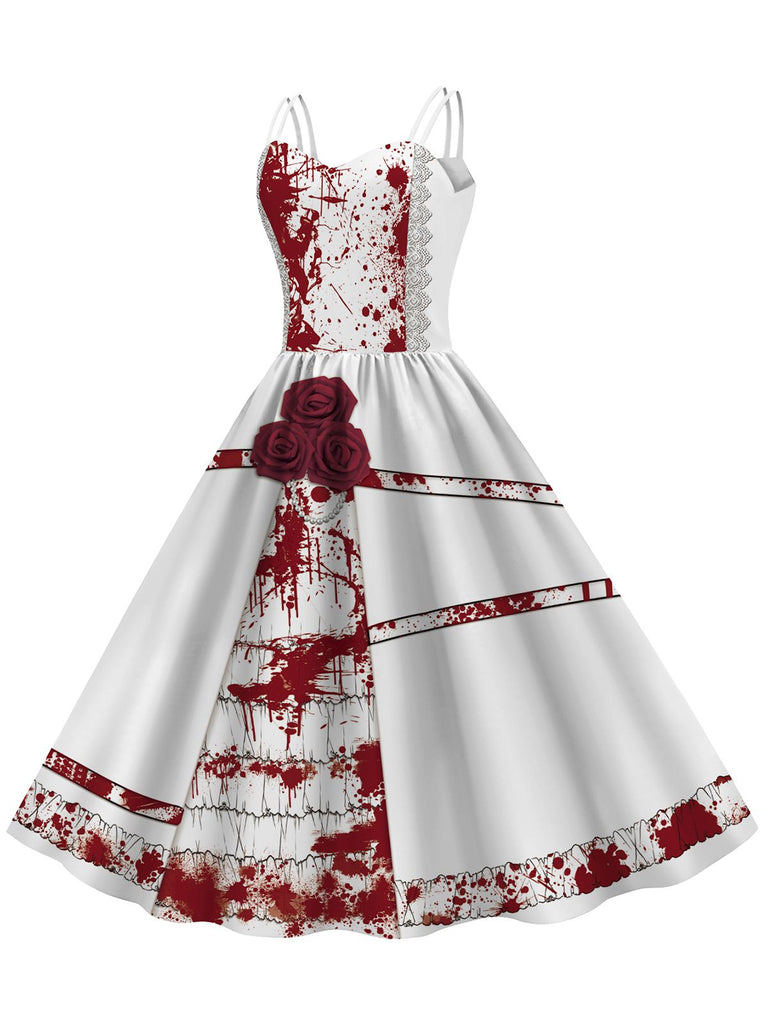 1950s Halloween Roses Blood Double Straps Dress — a 1950s silhouette that turns sidewalks into runways