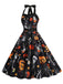 1950s Halloween Skull Halter Lace-Up Dress, vintage dress, retro fashion, rockabilly, pin-up fashion - perfect for women who love vintage and retro fashion