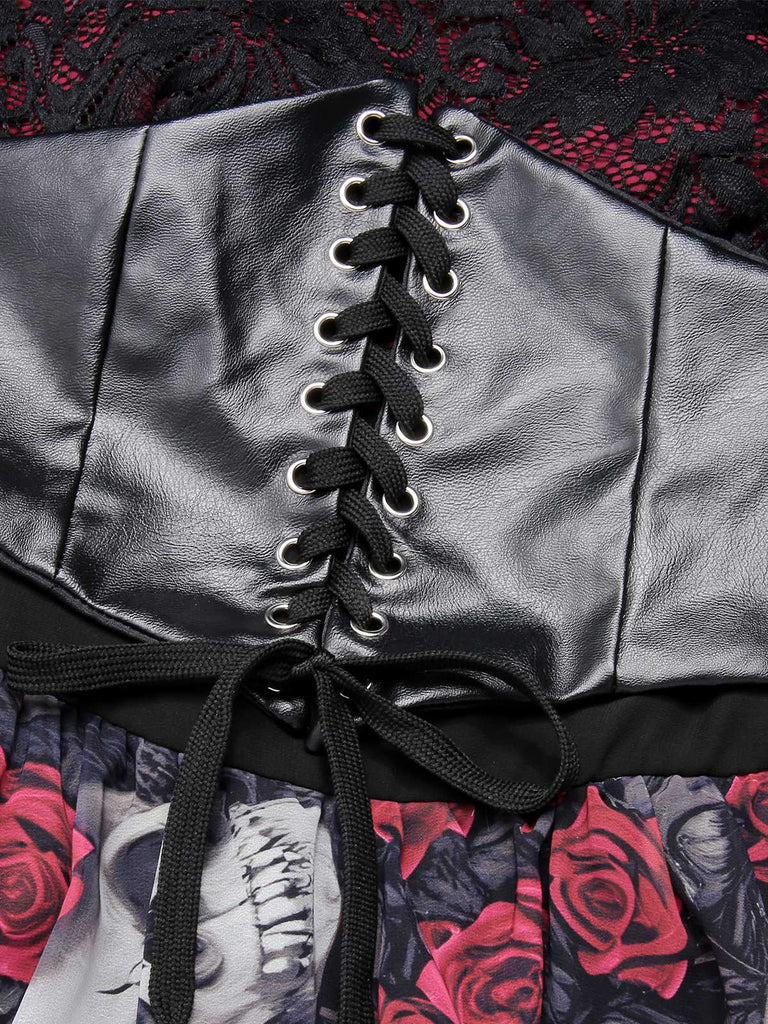 1950s Halloween Skull Rose Lace Mesh Dress: timeless style reimagined