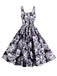 1950s Halloween Skull Sleeveless Swing Dress - vintage dress, retro fashion, rockabilly