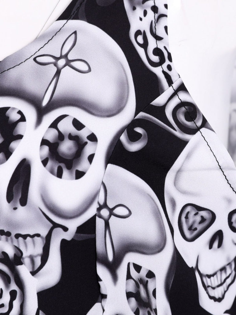1950s Halloween Skull Sleeveless Swing Dress - vintage dress, retro fashion, rockabilly