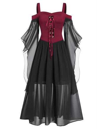 1950s Halloween Witch Transparent Sleeves Strap Dress, vintage dress, retro fashion, rockabilly, pin-up fashion - vintage inspired fashion