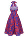 1950s Halter Abstract Print Backless Swing Dress: where 1950s romance meets her modern spirit