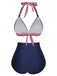 She's wearing 1950s Halter Contrast Polka Dots Swimsuit and the whole beach remembers the 1950s