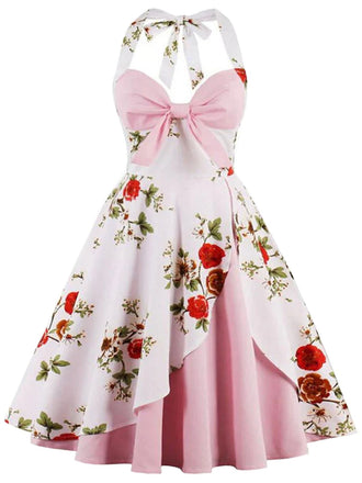 [Pre-Sale] [Plus Size] 1950s Halter Floral Swing Dress, vintage dress, retro fashion, rockabilly, pin-up fashion - perfect for women who love vintage and retro fashion