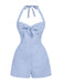 1950s Halter Gingham Plaids Bow Romper - vintage jumpsuit, retro fashion