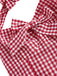 1950s Halter Gingham Plaids Bow Romper - vintage jumpsuit, retro fashion