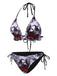 1950s Halter Gothic Skull Roses Swimsuit: 1950s Riviera elegance, reimagined for her
