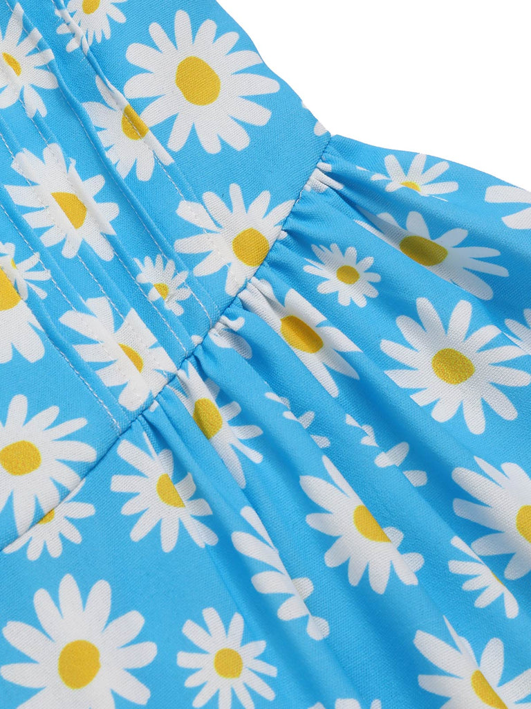 Blue 1950s Halter Lace Daisy Dress: where 1950s romance meets her modern spirit