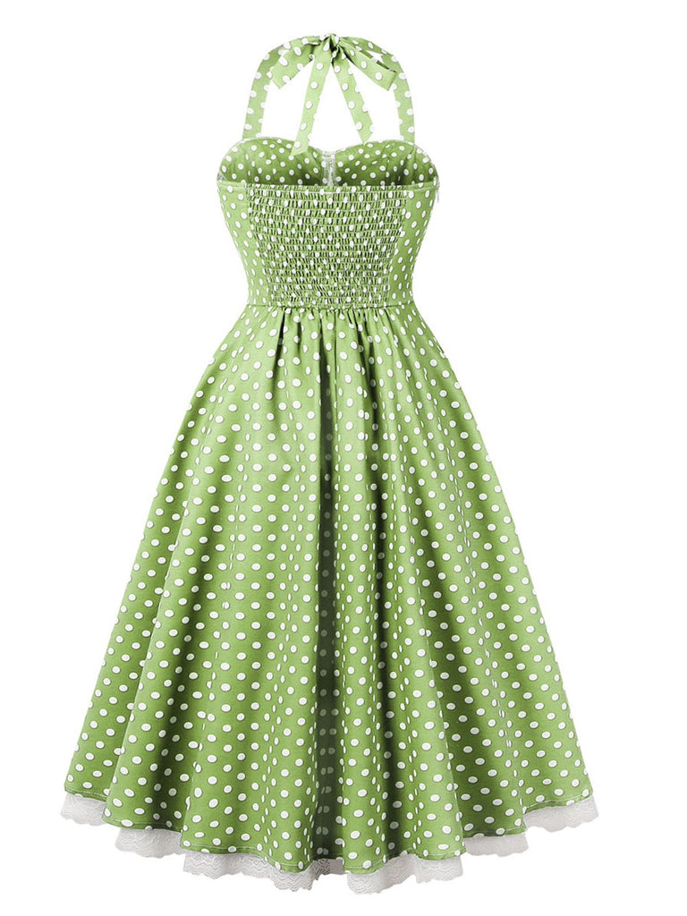 1950s Halter Lace Patchwork Polka Dots Dress: where 1950s romance meets her modern spirit