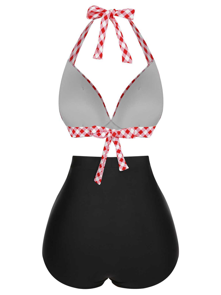She's wearing 1950s Halter Plaids Lace-Up Swimsuit and the whole beach remembers the 1950s