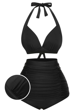 She's wearing 1950s Halter Plaids Lace-Up Swimsuit and the whole beach remembers the 1950s