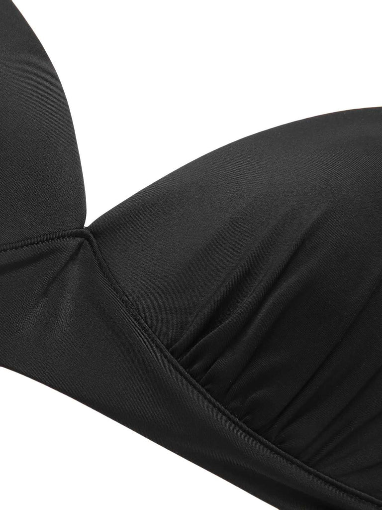 1950s Halter Plaids Lace-Up Swimsuit — 1950s poolside glamour meets sun-drenched confidence