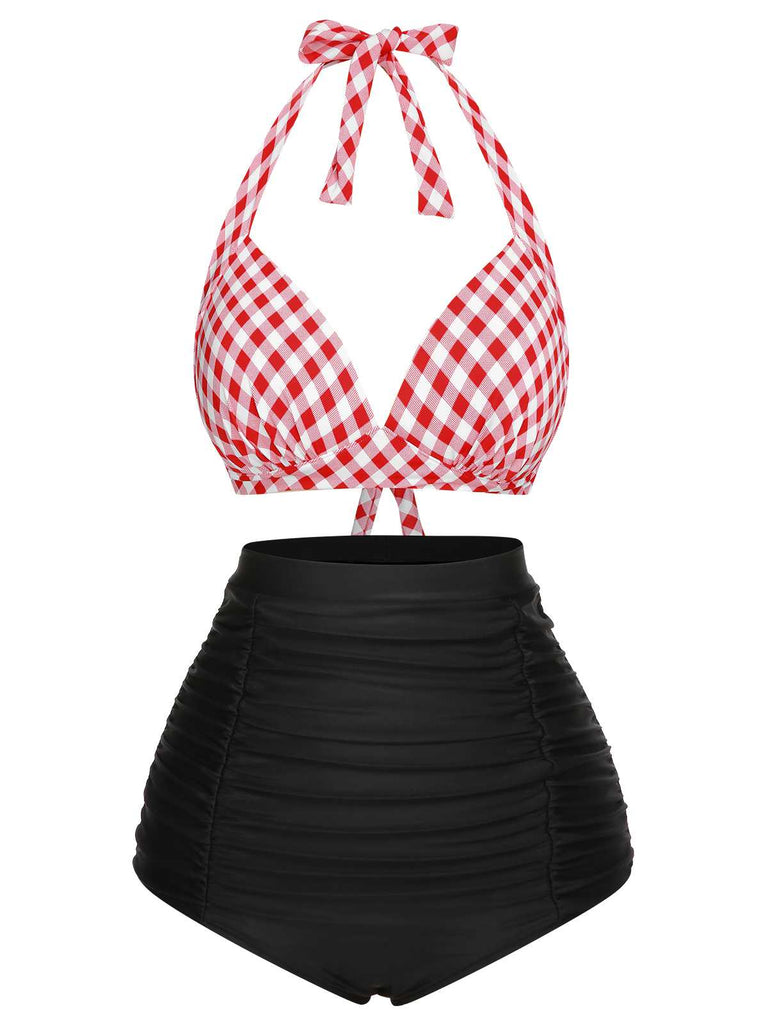 1950s Halter Plaids Lace-Up Swimsuit — because 1950s glamour never goes out of style
