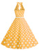 1950s Halter Polka Dot Print Swing Dress — the kind of 1950s dress that makes strangers smile
