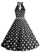 1950s Halter Polka Dot Print Swing Dress, vintage dress, retro fashion, rockabilly, pin-up fashion - perfect for women who love vintage and retro fashion