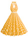 1950s Halter Polka Dot Print Swing Dress, vintage dress, retro fashion, rockabilly, pin-up fashion - perfect for women who love vintage and retro fashion