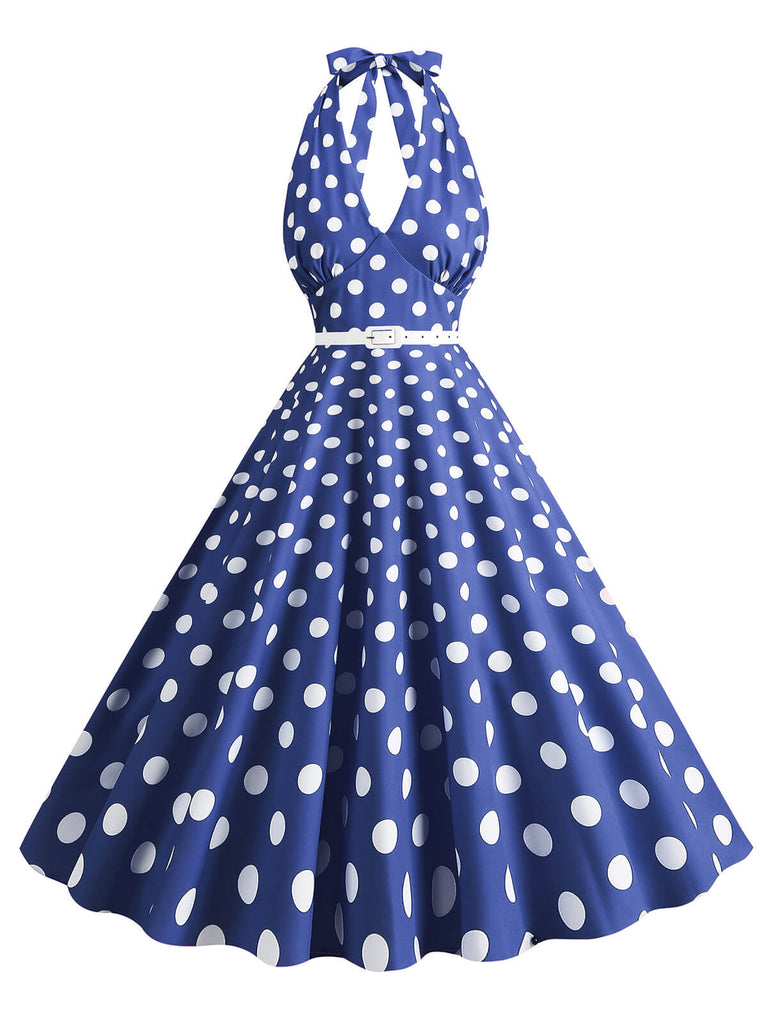 1950s Halter Polka Dot Print Swing Dress — the kind of 1950s dress that makes strangers smile