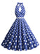 1950s Halter Polka Dot Print Swing Dress — the kind of 1950s dress that makes strangers smile