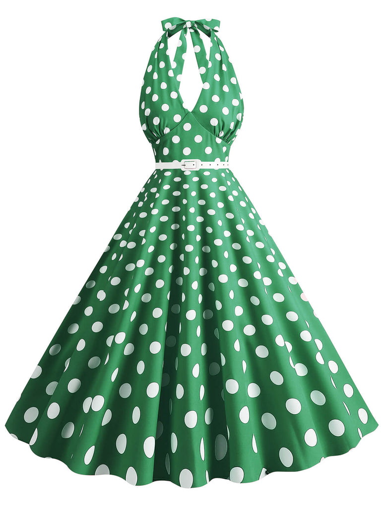 1950s Halter Polka Dot Print Swing Dress: where 1950s romance meets her modern spirit