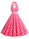 1950s Halter Polka Dot Print Swing Dress — a 1950s silhouette that turns sidewalks into runways