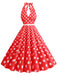 1950s Halter Polka Dot Print Swing Dress — the kind of 1950s dress that makes strangers smile