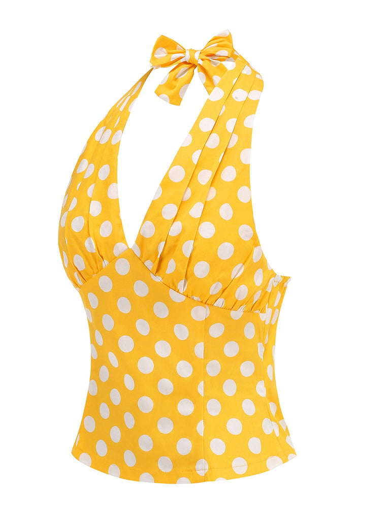 1950s Halter Polka Dots Backless Top - vintage fashion, retro style