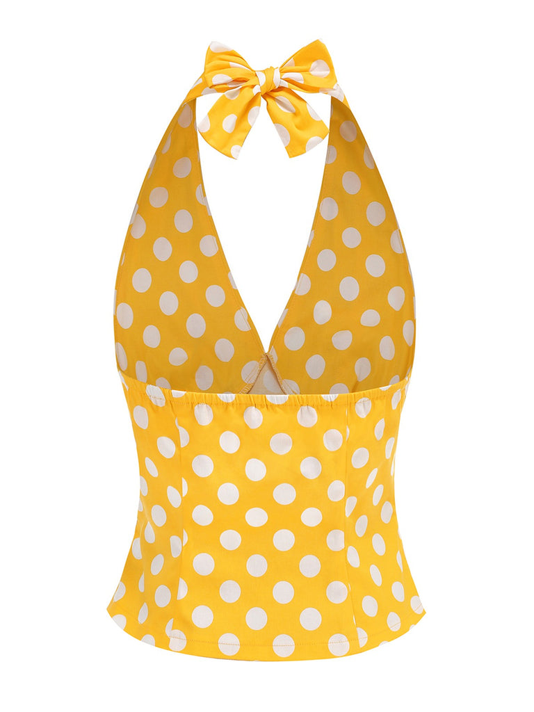 1950s Halter Polka Dots Backless Top - vintage fashion, retro style