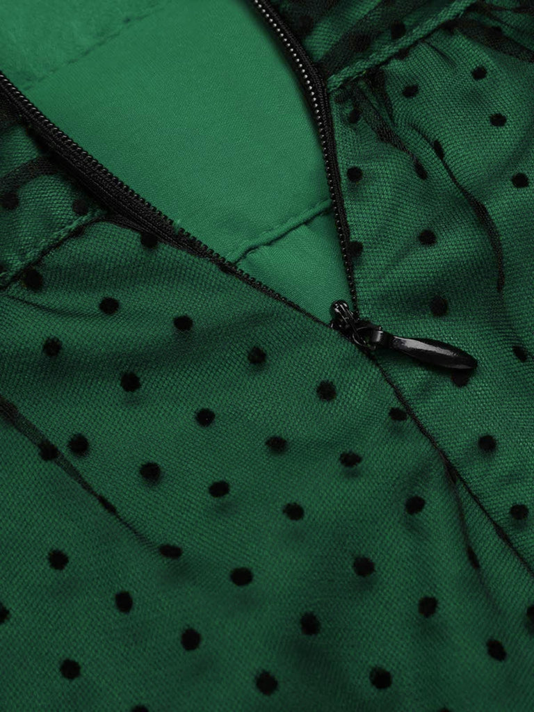 Retro Stage Halter Polka Dots Mesh Cocktail Dress