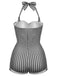 1950s Halter Striped Polka Dot Bowknot One-piece Swimsuit: beautiful vintage swimwear, retro swimsuit, pin-up style with timeless appeal