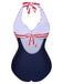 1950s Halter Stripes One-Piece Swimsuit - vintage swimsuit, pin-up style