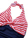 1950s Halter Stripes One-Piece Swimsuit - vintage swimsuit, pin-up style