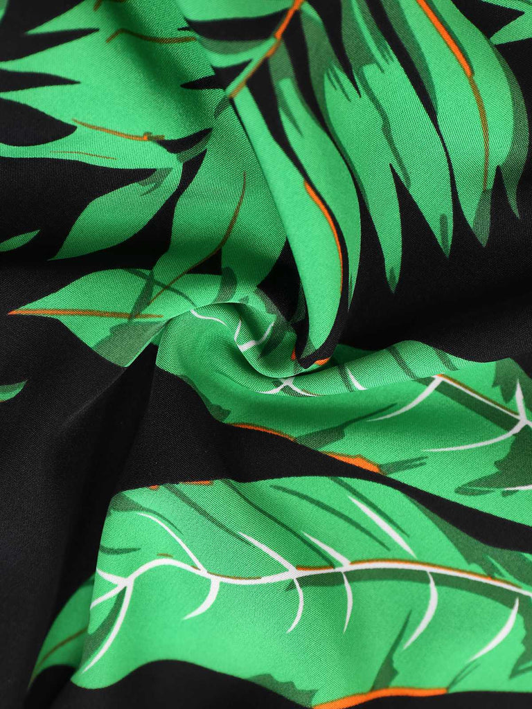 1950s Halter Tropical Palm-Leaf Romper - vintage jumpsuit, retro fashion