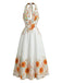 1950s-Halter-V-Neck-Sunflower-Fitted-Waist-Swing-Dress, vintage, retro, dress