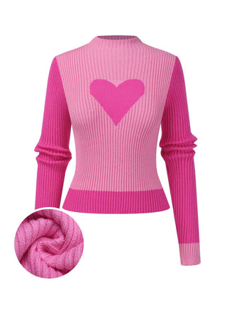 She finds her 1950s story in this 1950s Heart Knitted Patchwork Sweater